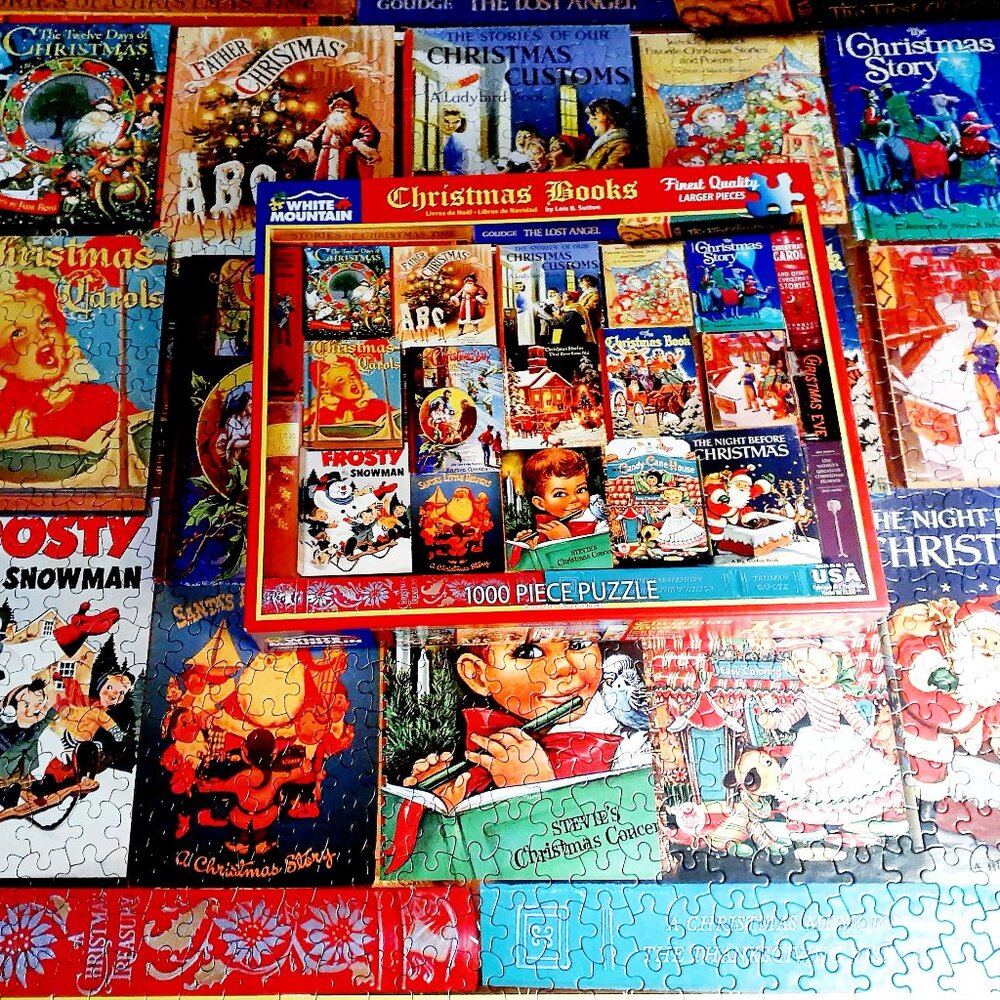 White Mountain Jigsaw Puzzle Christmas Books 1000 Pieces Complete